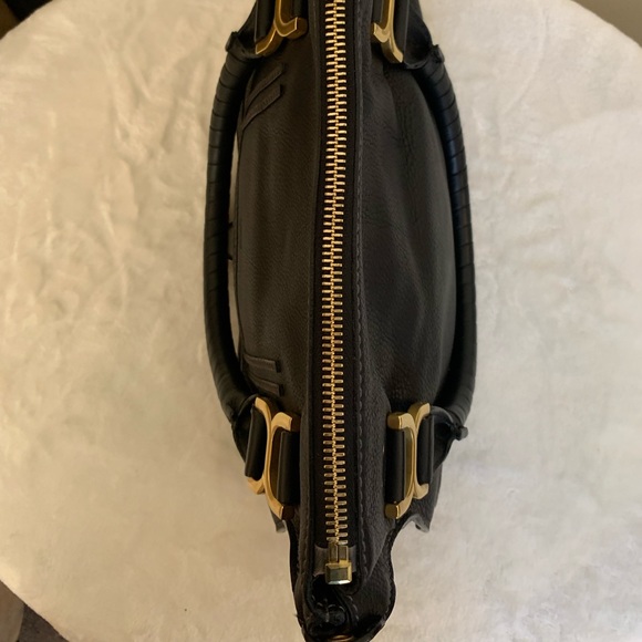 CHLOE Marcie Medium Black Textured Leader Shoulder Bag - Picture 10 of 16